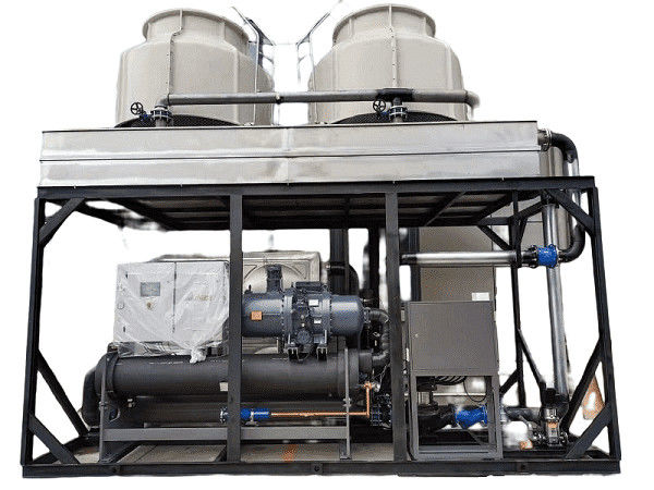 100hp Water-cooled Screw Type Low Temperature Chiller With Double Hanbell Compressors For Injection Molding Machine