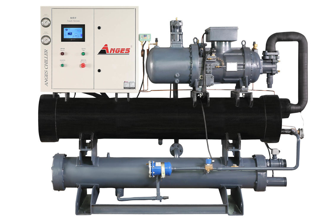100hp Water cooled Low Temperature Screw Type Chiller At Ethylene Glycol Output -30℃ Use  For Beverage Factory